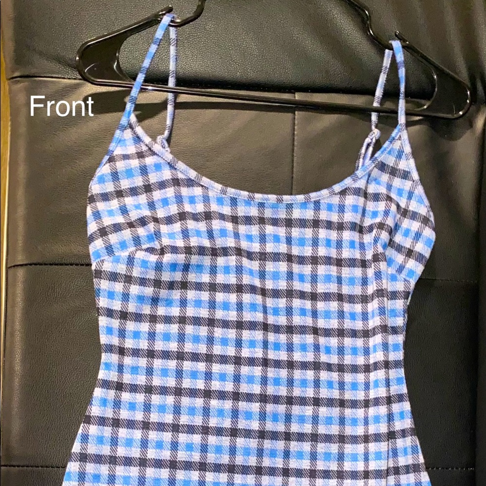 Better Be Blue Plaid Bodycon Spaghetti Strap Dress /Small